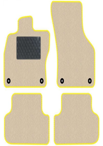 Bmw E87 2005-2011 Bej Halı Sarı Kenar Baklava Topuk Paspas