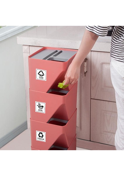 10LCREATIVE Istiflenebilir Masaüstü Sıralama Çöp Kutuları, Mutfak Hanehalkı Kuru ve Islak Plastik Kağıt Sepetler