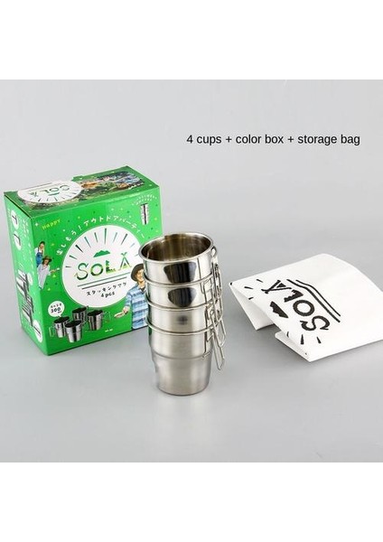 4pcs Açık Mekan Taşınabilir Ağız Kupası, Seyahat Kampı Ağız Kupası 4 Parçalı Set Kalınlaştırılmış Paslanmaz Çelik Kupa Saplama Kupası