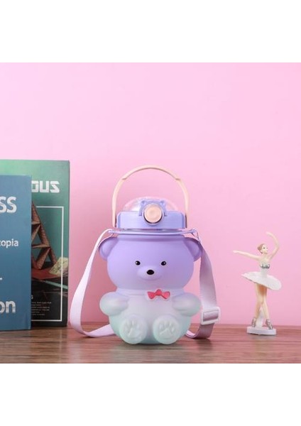Karikatür Bear Büyük Kapasiteli Su Fincanı, Yaz Yüksek Değerli Kızlar Kupası, Taşınabilir Çocuk Saman Fincanı modelleri