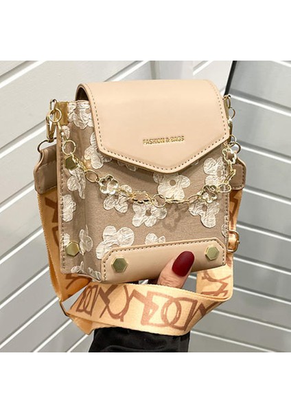 Moda Trendi Doku Zinciri Küçük Kare Çanta, Küçük Taze ve Yabancı Cep Telefon Torbası Messenger Çantası(Yurt Dışından)