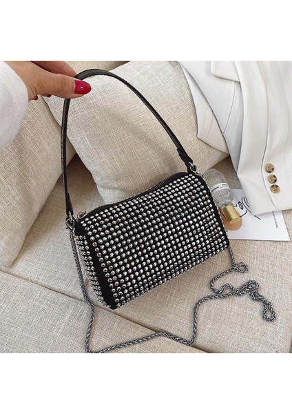 Rhinestone Moda Basit Omuz Messenger Çantası, Kadınlar Için Modaya Uygun Koltuk Çantası