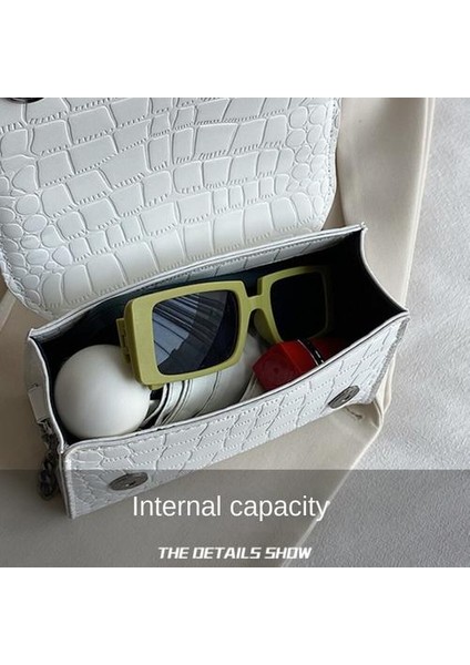 Girintili Taş Desen Kum Saati Çantası, Çok Yönlü Moda Zinciri Çantası, Bir Omuz Crossbody Çantası
