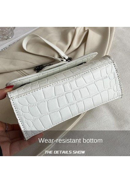 Girintili Taş Desen Kum Saati Çantası, Çok Yönlü Moda Zinciri Çantası, Bir Omuz Crossbody Çantası