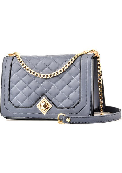 Pu Yumuşak Deri Rhombus Zinciri Küçük Kare Çanta, Retro Modaya Modaya Dönüştür Bag, Tek Omuzlu Messenger Çantası