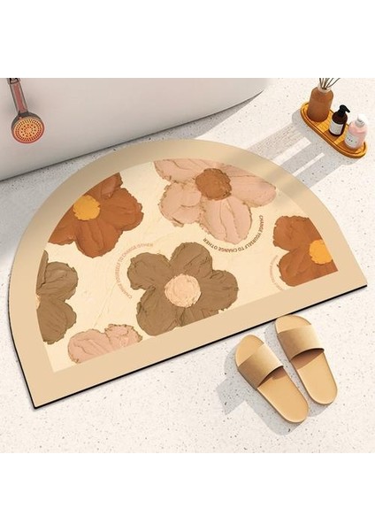 Yağlı Boya Yumuşak Diatom Çamur Emici Pad, Banyo Tuvalet Kapısı Banyo Kaymaz Hızlı Kuruyan Yarı Dairesel Ayak Mat Halı
