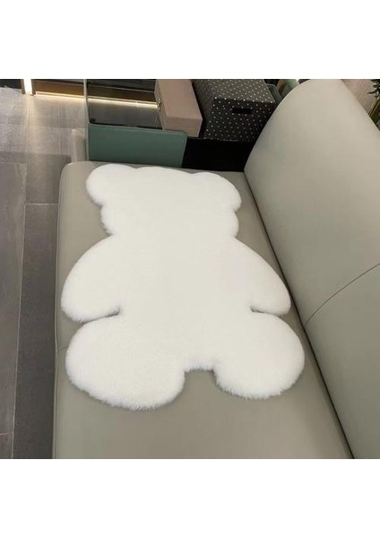Sevimli Ayı Peluş Halı, Kız Kalp Yatak Odası Makyajı Dekoratif Halı Başucu Kat Paspas