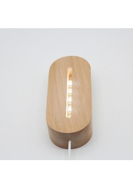 Oval Ahşap Taban USB Anahtarı ile LED Masa Lambası Modern Gece Lambası Akrilik 3D LED Gece Lambası Tutucu Monte Taban | LED Masa Lambaları