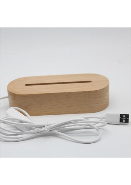 Oval Ahşap Taban USB Anahtarı ile LED Masa Lambası Modern Gece Lambası Akrilik 3D LED Gece Lambası Tutucu Monte Taban | LED Masa Lambaları
