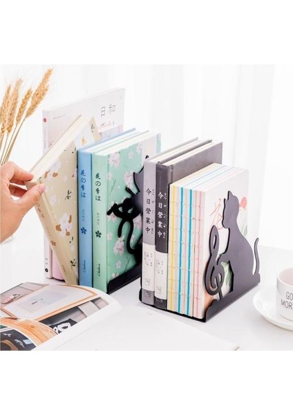Sevimli Kedi Kitaplık Metal Kitaplık Bookends Kitap Desteği Standı Masası Organizatör Depolama Tutucu L29K | (Yurt Dışından) fırsatları