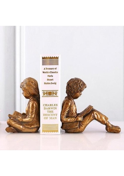 Okuma Çocuk Bookends Ev Dekorasyon Aksesuarları Ofis Çalışma Odası Ekran Antika Kitap Standı Reçine Süsler Masaüstü Dekorları | (Yurt Dışından) fiyatları