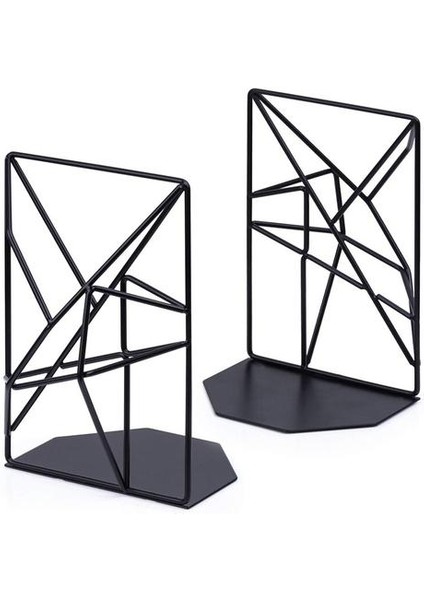 Bookends Siyah, Dekoratif Metal Kitap Sonu Raflar Için Destekler, Raflar Için Eşsiz Geometrik Tasarım, Mutfak Yemek Kitabı, Dekoratif | (Yurt Dışından)