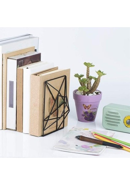 Bookends Siyah, Dekoratif Metal Kitap Sonu Raflar Için Destekler, Raflar Için Eşsiz Geometrik Tasarım, Mutfak Yemek Kitabı, Dekoratif | (Yurt Dışından) modelleri