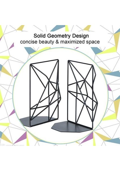 Bookends Siyah, Dekoratif Metal Kitap Sonu Raflar Için Destekler, Raflar Için Eşsiz Geometrik Tasarım, Mutfak Yemek Kitabı, Dekoratif | (Yurt Dışından) fırsatları