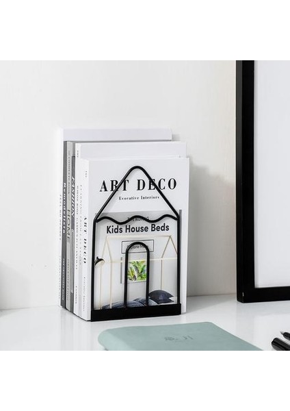 1 Çift Ferforje Bookends Kitap Standı Destek Masaüstü Ofis Dergisi Organizatör Kaymaz Raf Raf Tutucu | (Yurt Dışından)