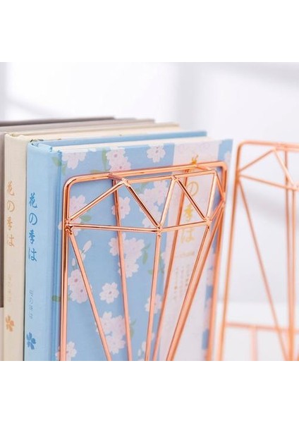 Yaratıcı Elmas Şekilli Metal Bookends Danışma Organizatör Kitap Destek Standı Depolama Tutucu Raf | Bookendends (Yurt Dışından)