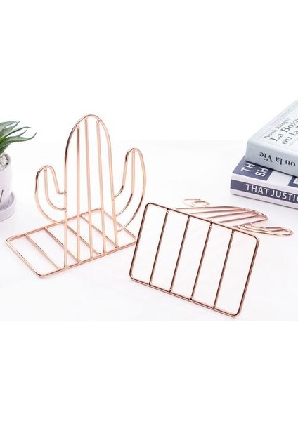 2 Adet / Çift Yaratıcı Kaktüs Şekilli Metal Bookends Kitap Desteği Standı Masası Organizatör Depolama Tutucu Raf | Bookends (Yurt Dışından)