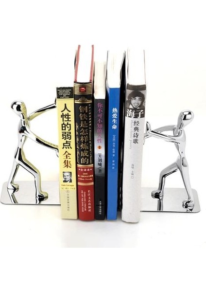 1 Çift / Grup Moda Serin Metal Paslanmaz Çelik Insan Şeklinde Bookend Okul Kırtasiye ofis Arzı | Bookends (Yurt Dışından) modelleri