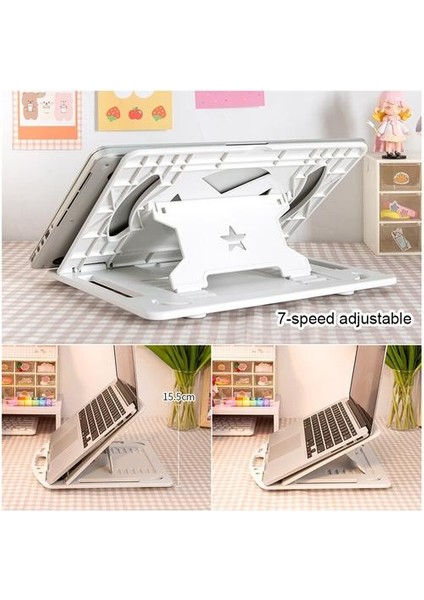 Sevimli Bilgisayar Soğutma Standı Ayarlanabilir Katlanabilir Dizüstü Standı Destek Masaüstü Raf Laptop Depolama Raf Bookend Ofis Malzemeleri | (Yurt Dışından)