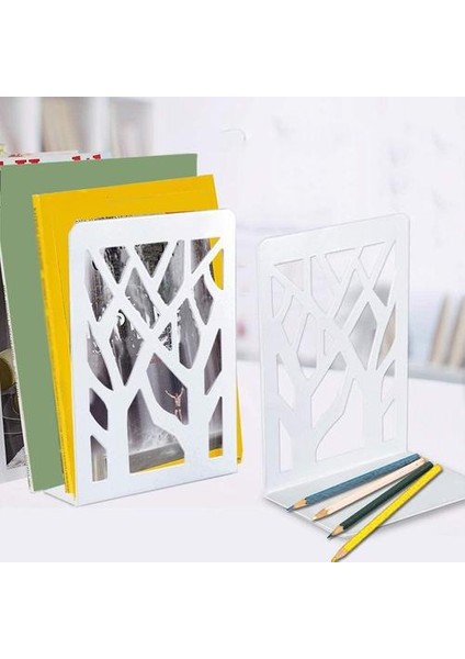 1 Çift Metal Moda Ağacı Şekli Bookends Ağır Kaymaz Kitap Tutucu Ofis Okul Kütüphanesi Rafları ve Danışma Için Tutucu | Bookends (Yurt Dışından)