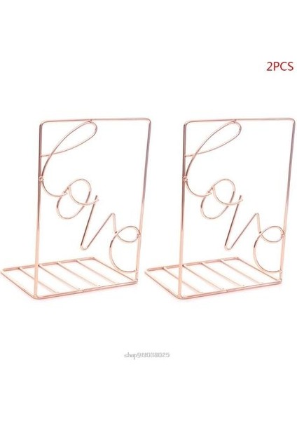 2 Adet / Çift Yaratıcı Aşk Şekilli Metal Bookends Masası Depolama Tutucu Raf Kitap Organizatör Standı