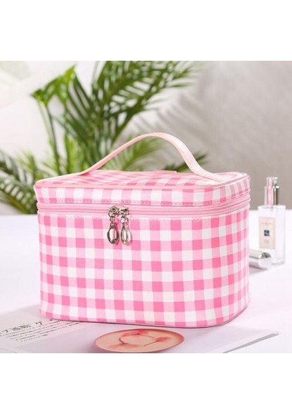 Moda Baskı Ekose Kozmetik Çantası Kılıfları, Pu Fermuar Taşınabilir Depolama Makyaj Çantası, Bayanlar Seyahat Yıkama Tuvalet Çantası | Kozmetik Çanta ve davalar (Yurt Dışından)