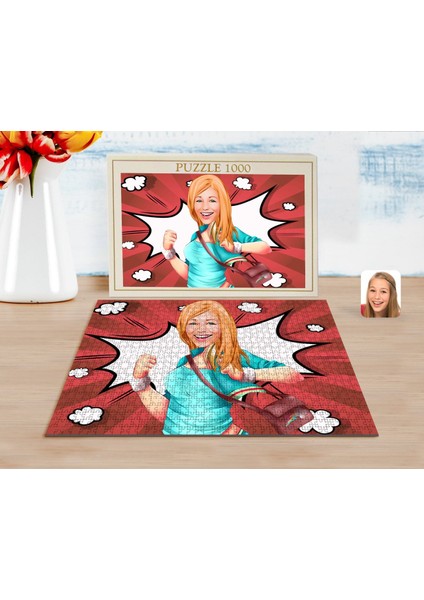 Kişiye Özel Kadın Karikatürlü 1000 Parça Profesyonel Puzzle-52