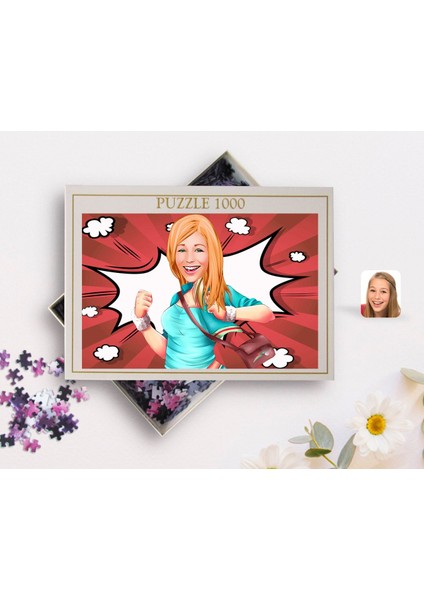 Kişiye Özel Kadın Karikatürlü 1000 Parça Profesyonel Puzzle-52 fiyatları