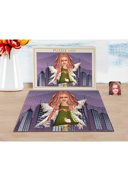 Kişiye Özel Kız Çocuk Peri Karikatürlü 1000 Parça Profesyonel Puzzle-2