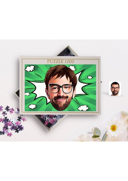 Kişiye Özel Erkek Yüz Karikatürlü 1000 Parça Profesyonel Puzzle-1 fiyatları