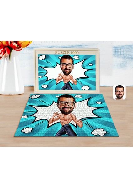 Kişiye Özel Bruce Lee Karikatürlü 1000 Parça Profesyonel Puzzle-1