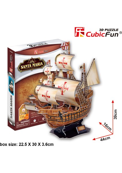 Cubic Fun 3D 113 Parça Puzzle Santa Maria Gemisi