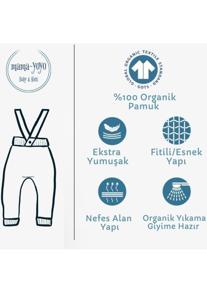 Mama Yoyo Askılı  Triko Bebek Taytı - Indigo