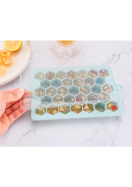 27 Hücreler Petek Şekli Silikon Buz Küpü Kalıp Gıda Sınıfı Silikon Petek Kapaklı Ice Cube Maker Ev Ice Cube Tepsisi | Dondurma Küvetleri (Mavi) (Yurt Dışından) indirimleri