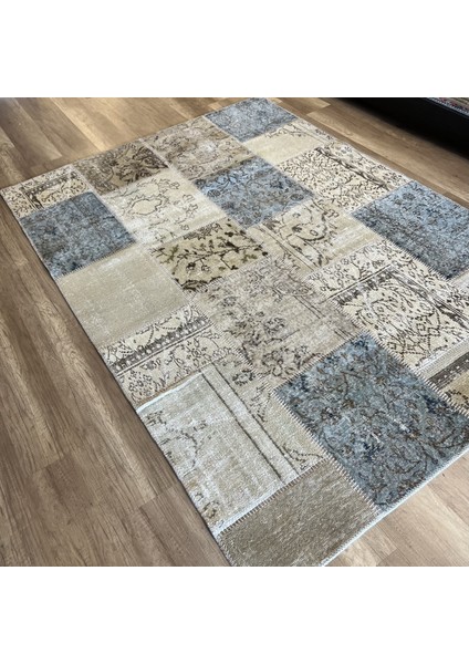 Kırkyama 101 Beige Mint El Dokuma Kilim