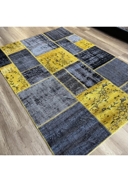 Kırkyama 175 Yellow Grey El Dokuma Kilim