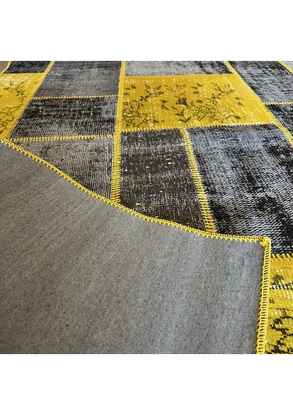 Kırkyama 175 Yellow Grey El Dokuma Kilim