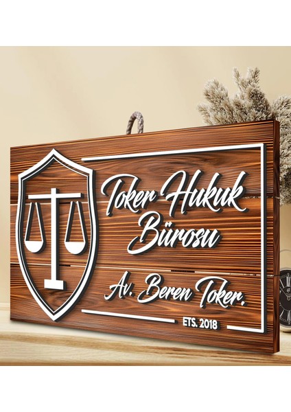 Gift Kişiye Özel Avukat Tasarımlı Dekoratif Ahşap Tabela