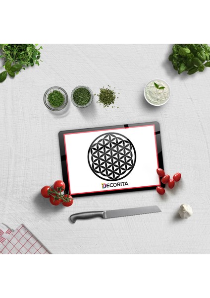 Cam Kesme Tahtası - Cam Kesme Tablası | Decorita Logolu - Kırmızı - Siyah | 20cm x 30cm