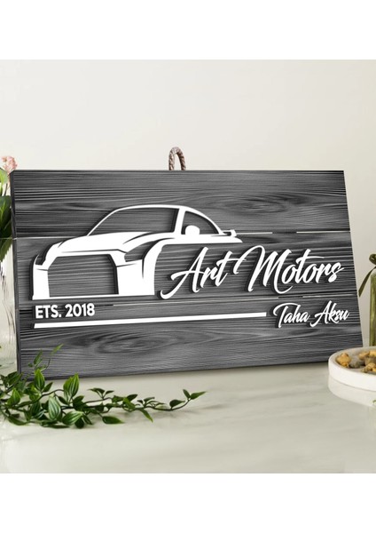 Gift Kişiye Özel Galeri Tasarımlı Gri Dekoratif Ahşap Tabela
