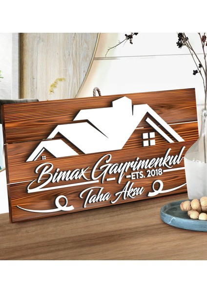 Gift Kişiye Özel Gayrimenkul Tasarımlı Dekoratif Ahşap Tabela fiyatları