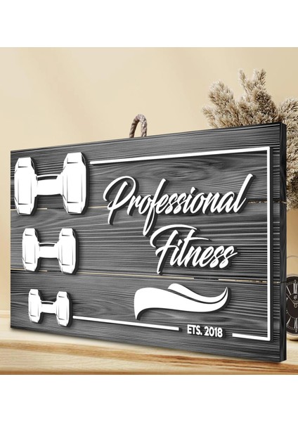 Gift Kişiye Özel Fitness Salonu Tasarımlı Gri Dekoratif Ahşap Tabela fırsatları