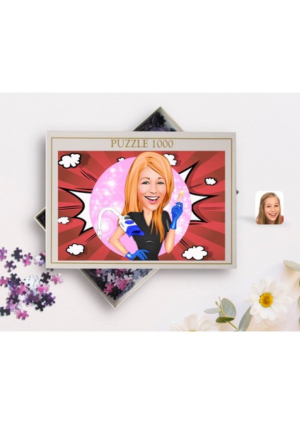Kişiye Özel Kadin Güzellik Uzmani Karikatürlü 1000 Parça Profesyonel Puzzle-2 fiyatları