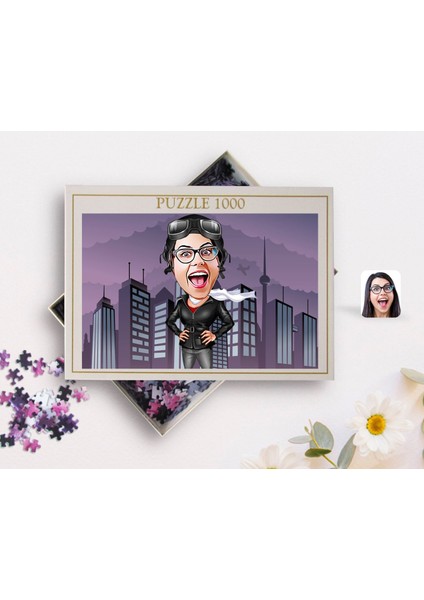Kişiye Özel Kadin Pilot Karikatürlü 1000 Parça Profesyonel Puzzle-1 fiyatları
