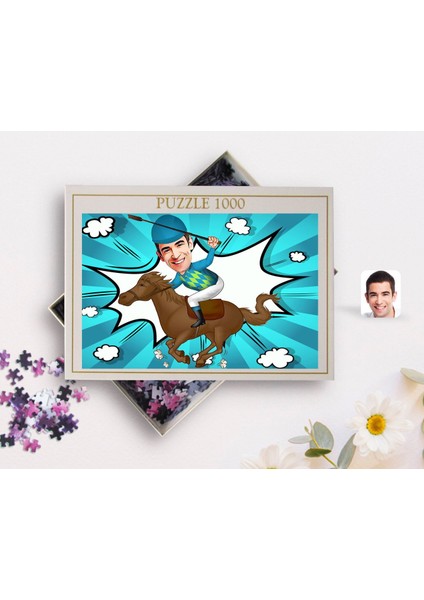 Kişiye Özel Erkek Jokey Karikatürlü 1000 Parça Profesyonel Puzzle-1 fiyatları