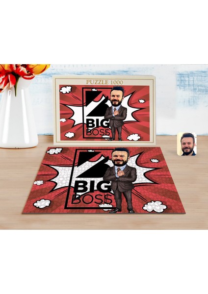 Kişiye Özel Erkek Big Boss Karikatürlü 1000 Parça Profesyonel Puzzle-1