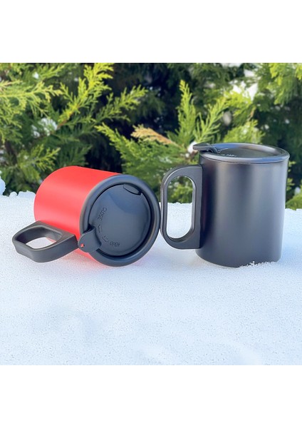 Çift Katman 304 Paslanmaz Çelik Kolay Içim Kulplu 2'li Termos Bardak 300ml Mug Kupa fiyatları