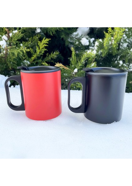 Çift Katman 304 Paslanmaz Çelik Kolay Içim Kulplu 2'li Termos Bardak 300ml Mug Kupa modelleri