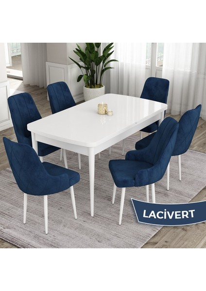 Concept Ram Serisi, 80 x 132 cm Açılabilir Masa Takımı, Beyaz Masa 6 Sandalye indirimleri