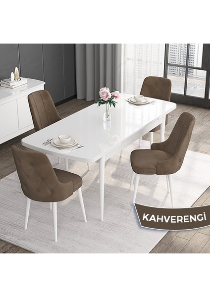 Concept Roy Serisi,80 x 132 cm Açılabilir Mdf Masa,beyaz Mutfak Masa Takımı,4 Sandalye fiyatları